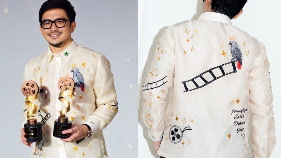 Dennis Trillo Accepts Best Actor Award in a Personalized Barong Tagalog